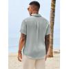 image:imageRuncati Mens Button Down Shirts Casual Short Sleeve Shirt Textured Linen Summer Beach Tops with PocketGrey
