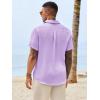 image:imageRuncati Mens Button Down Shirts Casual Short Sleeve Shirt Textured Linen Summer Beach Tops with PocketLight Purple
