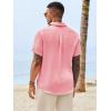 image:imageRuncati Mens Button Down Shirts Casual Short Sleeve Shirt Textured Linen Summer Beach Tops with PocketPink