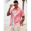 image:imageRuncati Mens Button Down Shirts Casual Short Sleeve Shirt Textured Linen Summer Beach Tops with PocketPink