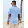 image:imageRuncati Mens Button Down Shirts Casual Short Sleeve Shirt Textured Linen Summer Beach Tops with PocketSky Blue