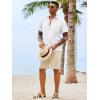 image:imageRuncati Mens Button Down Shirts Casual Short Sleeve Shirt Textured Linen Summer Beach Tops with PocketWhite