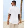 image:imageRuncati Mens Button Down Shirts Casual Short Sleeve Shirt Textured Linen Summer Beach Tops with PocketWhite