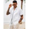 image:imageRuncati Mens Button Down Shirts Casual Short Sleeve Shirt Textured Linen Summer Beach Tops with PocketWhite