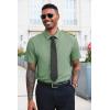 image:imageRuncati Mens Button Down Shirts Short Sleeve Wrinkle Free Dress Shirts Business Casual Polka Dot Print Shirt with PocketArmy Green