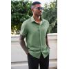 image:imageRuncati Mens Button Down Shirts Short Sleeve Wrinkle Free Dress Shirts Business Casual Polka Dot Print Shirt with PocketArmy Green