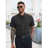 image:imageRuncati Mens Button Down Shirts Short Sleeve Wrinkle Free Dress Shirts Business Casual Polka Dot Print Shirt with PocketBlack