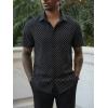 image:imageRuncati Mens Button Down Shirts Short Sleeve Wrinkle Free Dress Shirts Business Casual Polka Dot Print Shirt with PocketBlack