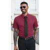 image:imageRuncati Mens Button Down Shirts Short Sleeve Wrinkle Free Dress Shirts Business Casual Polka Dot Print Shirt with PocketBurgundy