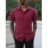 image:imageRuncati Mens Button Down Shirts Short Sleeve Wrinkle Free Dress Shirts Business Casual Polka Dot Print Shirt with PocketBurgundy