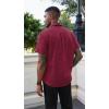 image:imageRuncati Mens Button Down Shirts Short Sleeve Wrinkle Free Dress Shirts Business Casual Polka Dot Print Shirt with PocketBurgundy