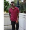 image:imageRuncati Mens Button Down Shirts Short Sleeve Wrinkle Free Dress Shirts Business Casual Polka Dot Print Shirt with PocketBurgundy