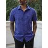 image:imageRuncati Mens Button Down Shirts Short Sleeve Wrinkle Free Dress Shirts Business Casual Polka Dot Print Shirt with PocketNavy