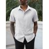image:imageRuncati Mens Button Down Shirts Short Sleeve Wrinkle Free Dress Shirts Business Casual Polka Dot Print Shirt with PocketWhite