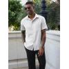 image:imageRuncati Mens Button Down Shirts Short Sleeve Wrinkle Free Dress Shirts Business Casual Polka Dot Print Shirt with PocketWhite