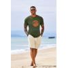 image:imageRuncati Mens Short Sleeve TShirts Crew Neck Casual Shirt Summer Beach Palm Tree Vintage Hawaiian TeesArmy Green