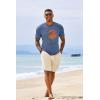 image:imageRuncati Mens Short Sleeve TShirts Crew Neck Casual Shirt Summer Beach Palm Tree Vintage Hawaiian TeesBlue