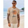 image:imageRuncati Mens Short Sleeve TShirts Crew Neck Casual Shirt Summer Beach Palm Tree Vintage Hawaiian TeesKhaki