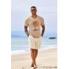 image:imageRuncati Mens Short Sleeve TShirts Crew Neck Casual Shirt Summer Beach Palm Tree Vintage Hawaiian TeesKhaki