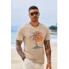 image:imageRuncati Mens Short Sleeve TShirts Crew Neck Casual Shirt Summer Beach Palm Tree Vintage Hawaiian TeesKhaki
