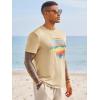 image:imageRuncati Mens Short Sleeve TShirts Graphic Crewneck Casual Printed Tee Summer Beach Hawaiian Vintage ShirtsApricot