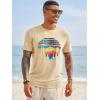 image:imageRuncati Mens Short Sleeve TShirts Graphic Crewneck Casual Printed Tee Summer Beach Hawaiian Vintage ShirtsApricot