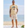 image:imageRuncati Mens Short Sleeve TShirts Graphic Crewneck Casual Printed Tee Summer Beach Hawaiian Vintage ShirtsApricot