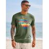 image:imageRuncati Mens Short Sleeve TShirts Graphic Crewneck Casual Printed Tee Summer Beach Hawaiian Vintage ShirtsArmy Green