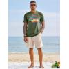 image:imageRuncati Mens Short Sleeve TShirts Graphic Crewneck Casual Printed Tee Summer Beach Hawaiian Vintage ShirtsArmy Green
