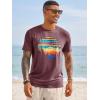 image:imageRuncati Mens Short Sleeve TShirts Graphic Crewneck Casual Printed Tee Summer Beach Hawaiian Vintage ShirtsBurgundy