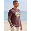 image:imageRuncati Mens Short Sleeve TShirts Graphic Crewneck Casual Printed Tee Summer Beach Hawaiian Vintage ShirtsBurgundy