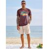 image:imageRuncati Mens Short Sleeve TShirts Graphic Crewneck Casual Printed Tee Summer Beach Hawaiian Vintage ShirtsBurgundy