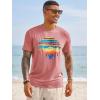 image:imageRuncati Mens Short Sleeve TShirts Graphic Crewneck Casual Printed Tee Summer Beach Hawaiian Vintage ShirtsDark Pink