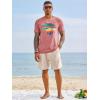 image:imageRuncati Mens Short Sleeve TShirts Graphic Crewneck Casual Printed Tee Summer Beach Hawaiian Vintage ShirtsDark Pink