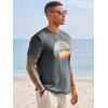 image:imageRuncati Mens Short Sleeve TShirts Graphic Crewneck Casual Printed Tee Summer Beach Hawaiian Vintage ShirtsGrey