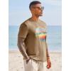 image:imageRuncati Mens Short Sleeve TShirts Graphic Crewneck Casual Printed Tee Summer Beach Hawaiian Vintage ShirtsKhaki