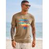 image:imageRuncati Mens Short Sleeve TShirts Graphic Crewneck Casual Printed Tee Summer Beach Hawaiian Vintage ShirtsKhaki