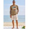image:imageRuncati Mens Short Sleeve TShirts Graphic Crewneck Casual Printed Tee Summer Beach Hawaiian Vintage ShirtsKhaki
