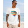 image:imageRuncati Mens Short Sleeve TShirts Graphic Crewneck Casual Printed Tee Summer Beach Hawaiian Vintage ShirtsWhite