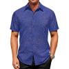 image:imageRuncati Mens Button Down Shirts Short Sleeve Wrinkle Free Dress Shirts Business Casual Polka Dot Print Shirt with PocketNavy