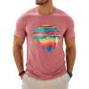 image:imageRuncati Mens Short Sleeve TShirts Graphic Crewneck Casual Printed Tee Summer Beach Hawaiian Vintage ShirtsDark Pink
