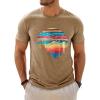 image:imageRuncati Mens Short Sleeve TShirts Graphic Crewneck Casual Printed Tee Summer Beach Hawaiian Vintage ShirtsKhaki
