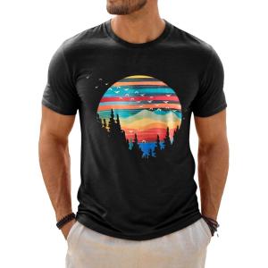 image:imageRuncati Mens Short Sleeve TShirts Graphic Crewneck Casual Printed Tee Summer Beach Hawaiian Vintage ShirtsBlack