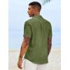 image:imageRuncati Mens Button Down Shirts Casual Short Sleeve Linen Shirt Summer Beach Textured Tops with PocketArmy Green