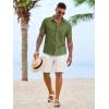 image:imageRuncati Mens Button Down Shirts Casual Short Sleeve Linen Shirt Summer Beach Textured Tops with PocketArmy Green