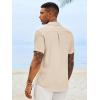 image:imageRuncati Mens Button Down Shirts Casual Short Sleeve Linen Shirt Summer Beach Textured Tops with PocketBeige