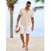 image:imageRuncati Mens Button Down Shirts Casual Short Sleeve Linen Shirt Summer Beach Textured Tops with PocketBeige