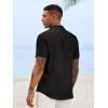image:imageRuncati Mens Button Down Shirts Casual Short Sleeve Linen Shirt Summer Beach Textured Tops with PocketBlack