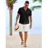 image:imageRuncati Mens Button Down Shirts Casual Short Sleeve Linen Shirt Summer Beach Textured Tops with PocketBlack