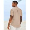 image:imageRuncati Mens Button Down Shirts Casual Short Sleeve Linen Shirt Summer Beach Textured Tops with PocketLight Khaki